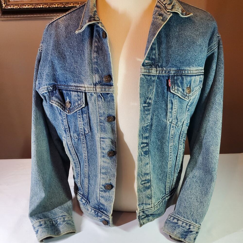 Vintage 80s Levis Denim Trucker Jacket Mens Medium Blue USA 1988